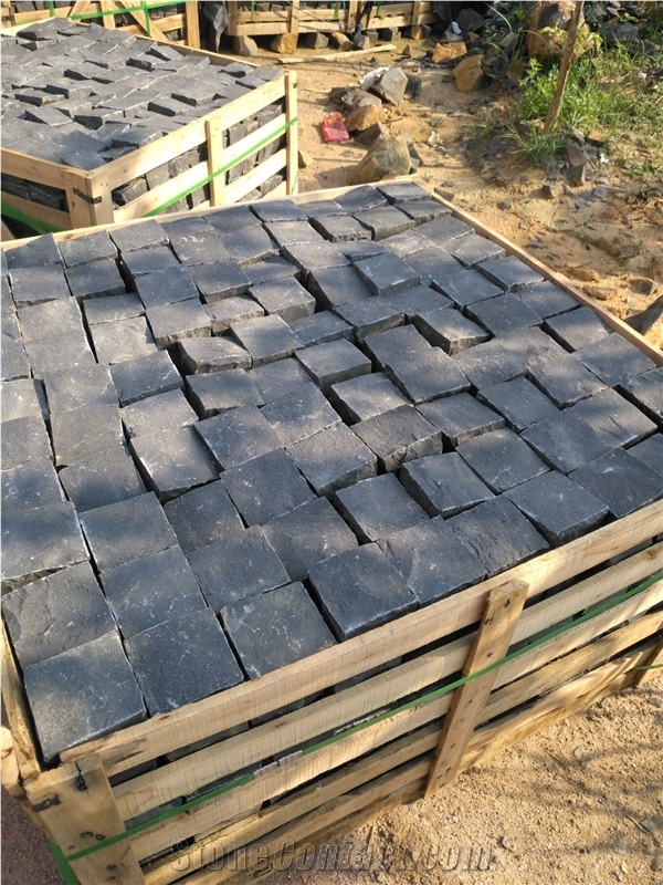 Zhangpu Black Basalt Black Granite Set Cobbles