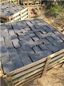 Zhangpu Black Basalt Black Granite Sett Cobbles