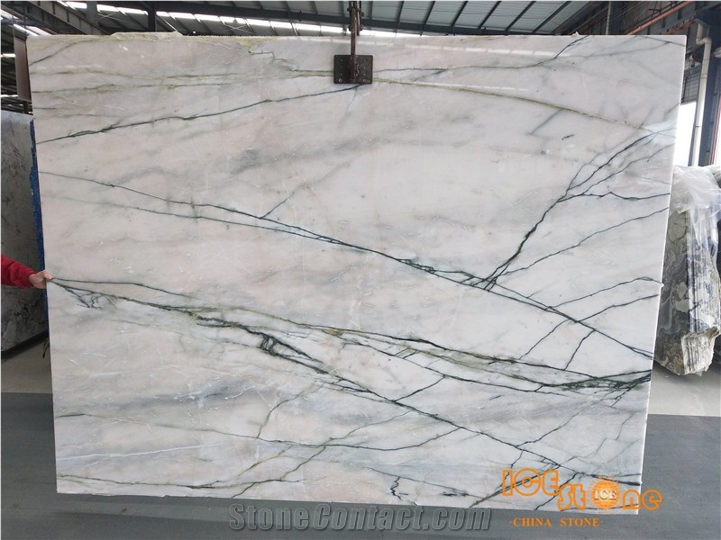 Aurora White and Green Marble Slabs & Tiles