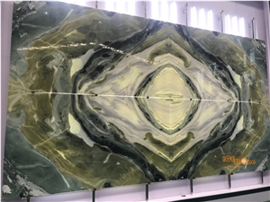 China Dreaming Green Polished Marble Slabs Tiles
