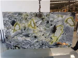Chinese Fantasy Green Marble Slab Tile