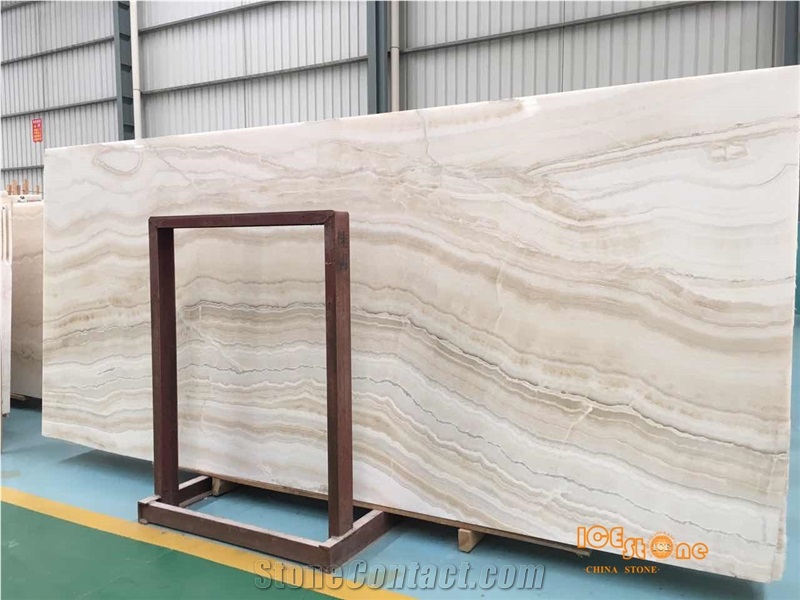Chinese White Onyx, Wooden Pattern Slabs