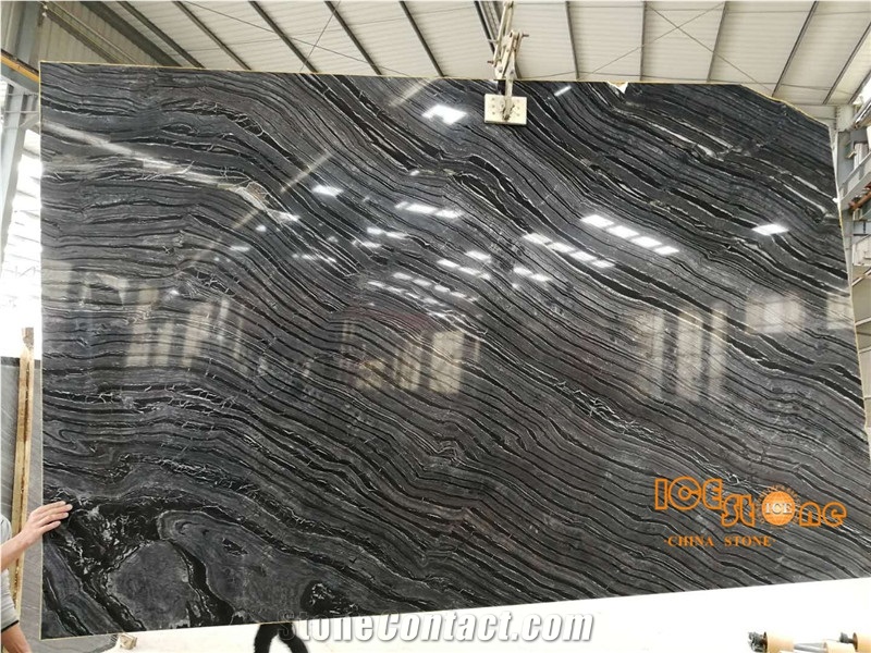 Silver Wave Zebra Kenya Black Marble Slabs & Tiles