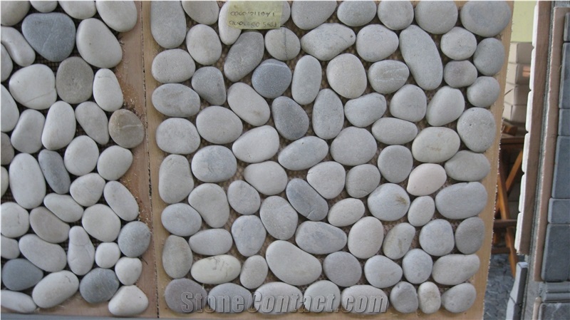 Indonesia White Pebbles Stone Mosaic Tiles
