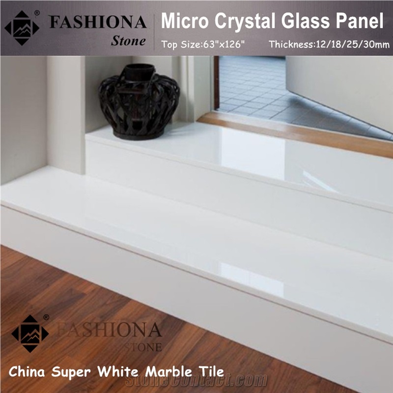 White Marble Stairs & Step,Microcrystal Glass Stone