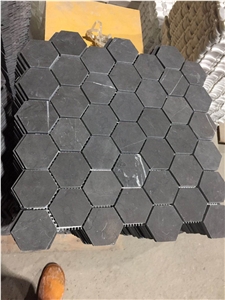 Pietra Grey 48mm Hexagon Honed Marble Mosaic