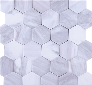Volakas 3d Hexagon Polish Marble Mosaic