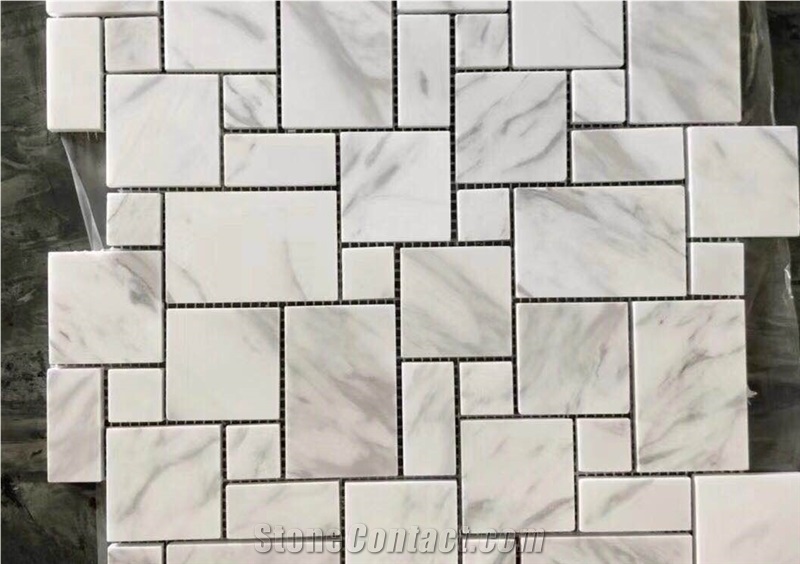 Volakas White Marble Mosaic Mini Pattern