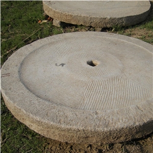 Antique Large Millstone in Garden, Landscaping