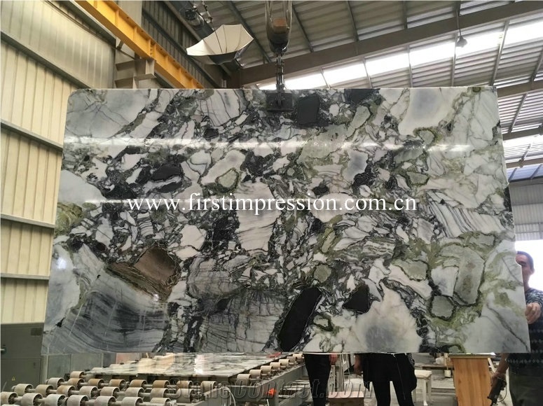 China White Beauty Green Marble Ice Connect Marble