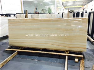 Hot Straight Vein White Onyx Slabs for Wall