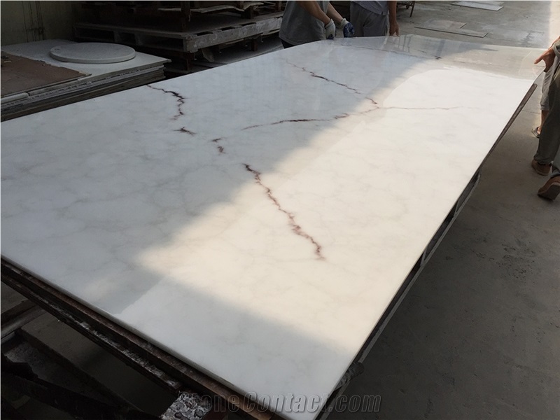 Polished Translucent White Faux Alabaster Wall Panel