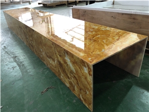 Polished Translucent Yellow Faux Onyx Table Top