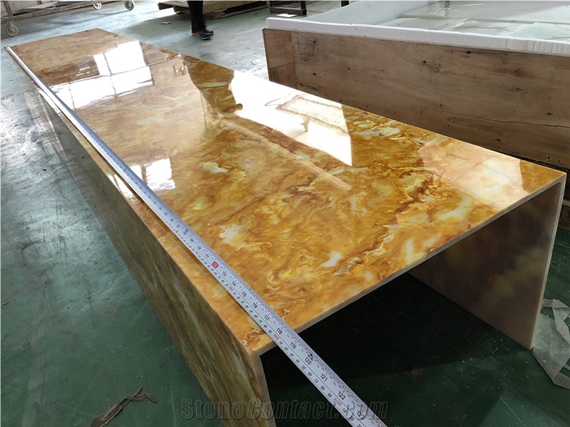 Polished Translucent Yellow Faux Onyx Table Top