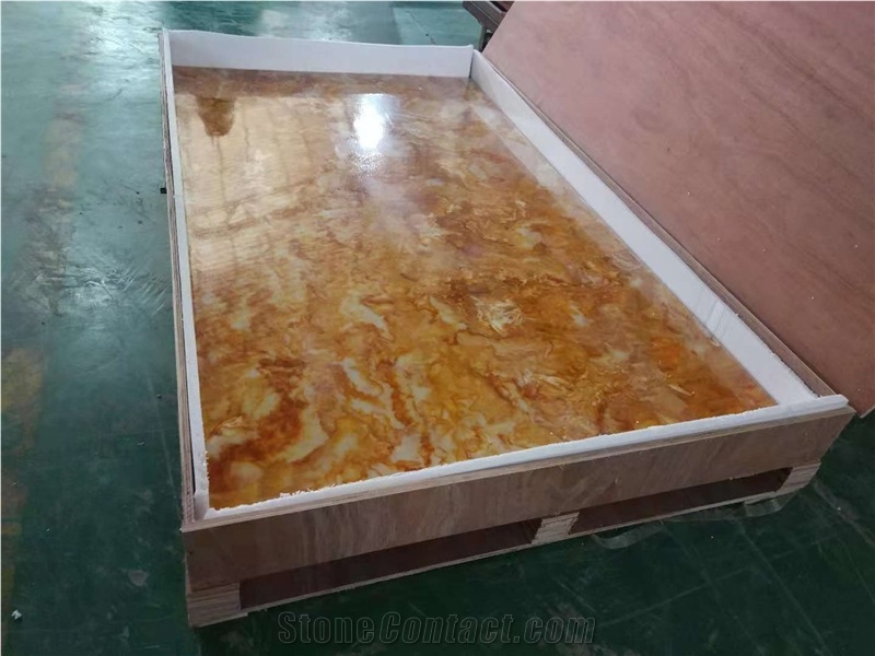 Polished Translucent Yellow Onyx Table Top