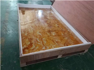 Polished Translucent Yellow Onyx Table Top