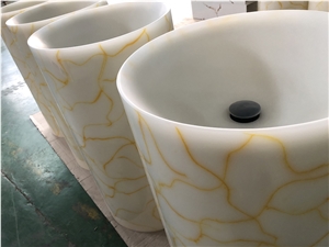 Translucent Polished Decorative Onyx Wash Basins