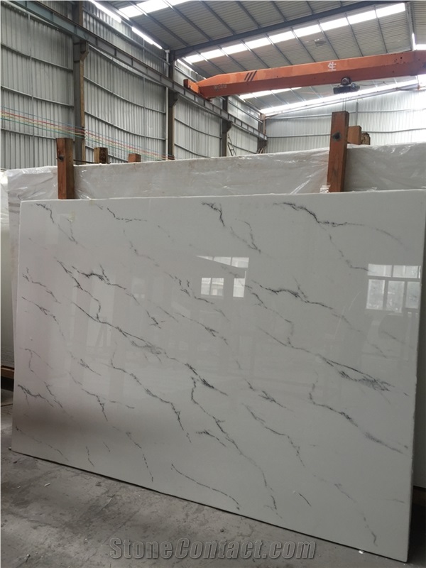 White Nano with Veins Slabs and Tiles Stone