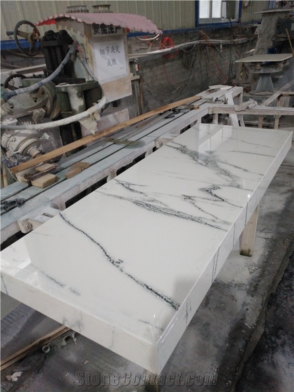 White Nano with Veins Slabs and Tiles Stone