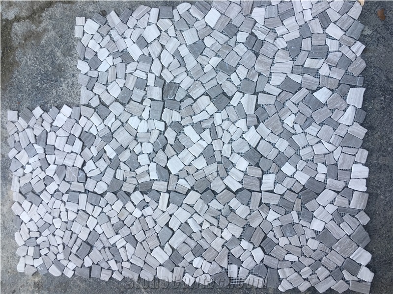 White Wood Marble Tumbled Mosaic Tile
