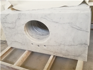 Bianco Carrara Marble Prefab Single Sink Bath Tops