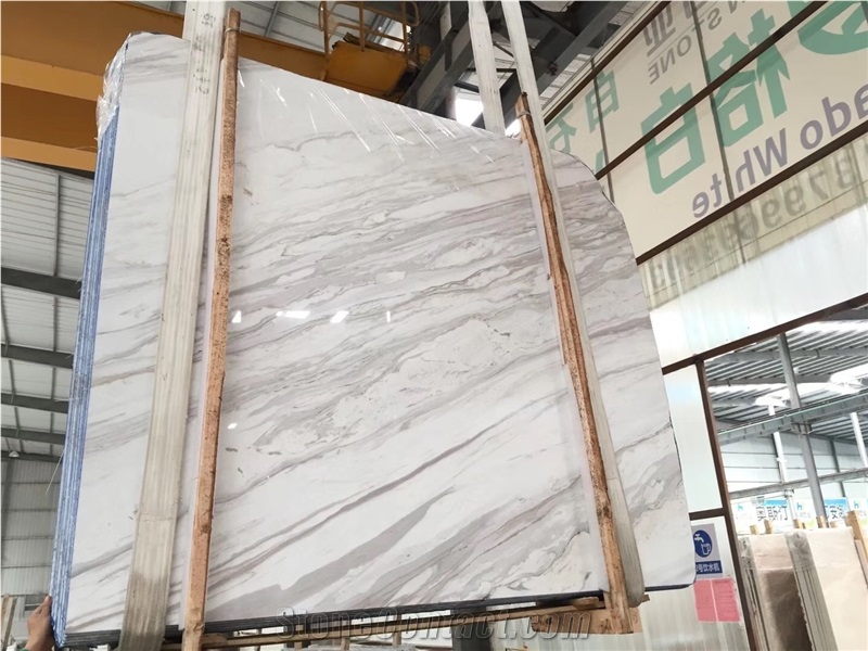 Polish White Marble Volakas Slab Flooring Tile