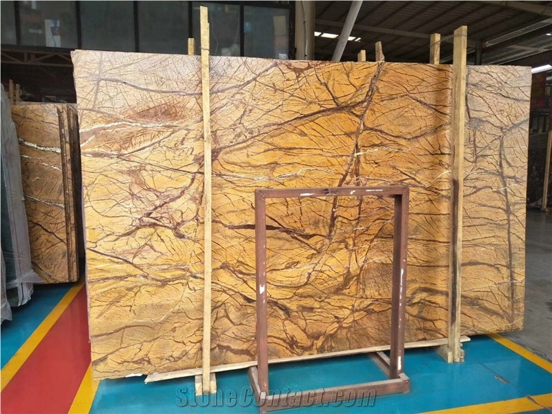 Rain Forest Brown Thick Acid Washing Marble Slab