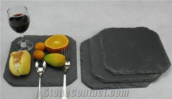 Black Slate Tea Plate Slate Disk Tableware