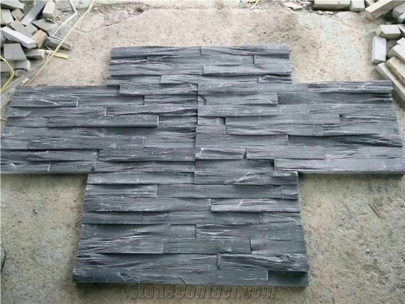 China Black Natural Slate Wall Cladding Panel