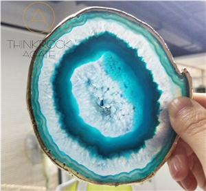 Gold Surround Agate Coaster Cup Mat