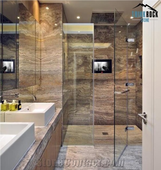 Italy Silver Travertine Bathroom Flooring and Wall
