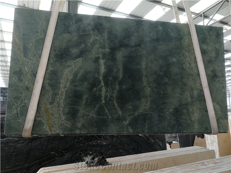 Leather Finished Peacock Green Marble Bar Tops