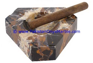 Black Gold Marble Cigar Ashtrays