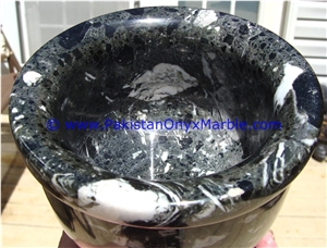 Black Zebra Marble Mortar Pestle