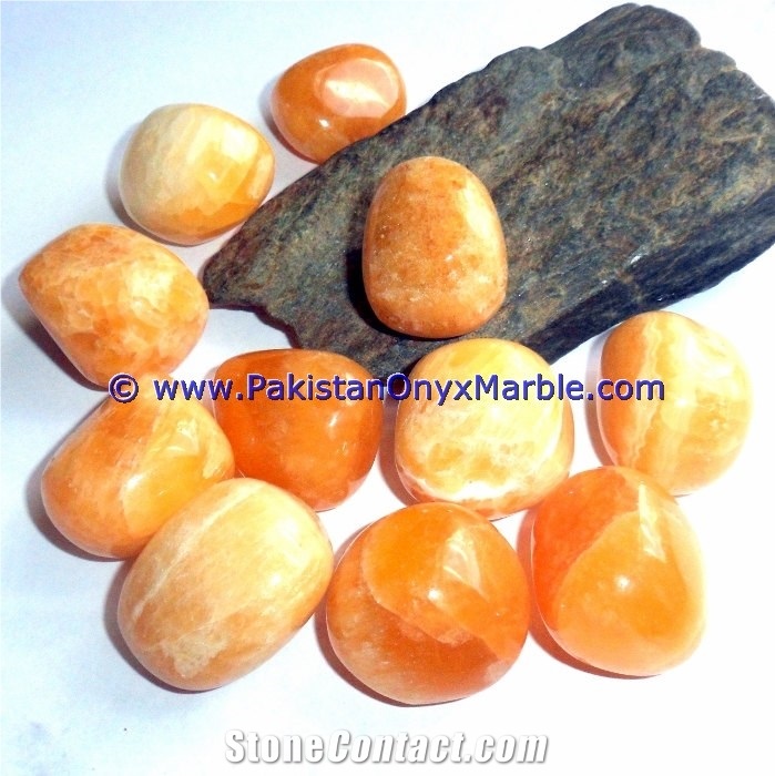 Calcite Orange Polished Stones