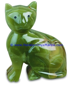Green Onyx Cat Statue Carved Handicraft