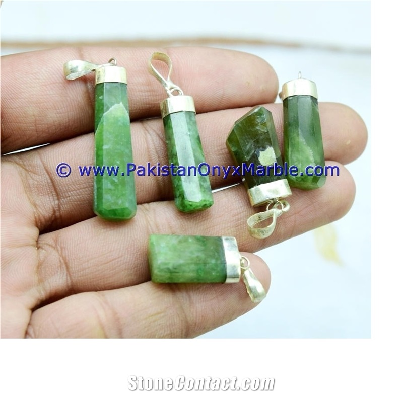 Hydrogrossular Garnet Polished Green Pendant