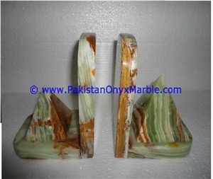 Jade Green Onyx Bookends Pyramid Monument