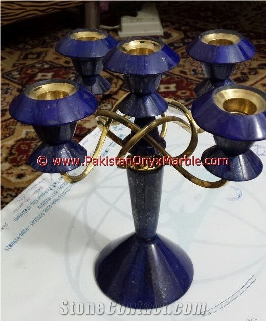 Lapis Lazuli Candle Holders Stands