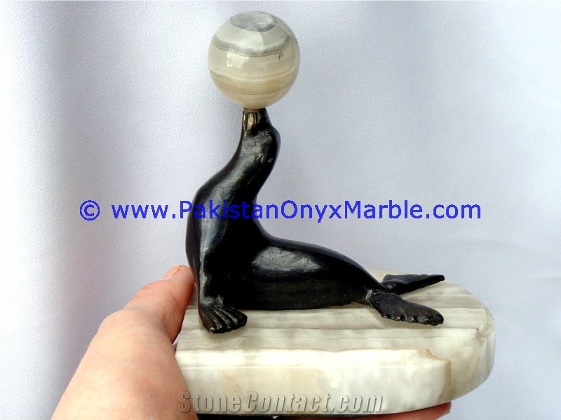 Marble Animals Bookends Statue Sculpture Figurine