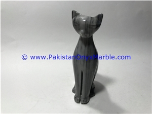Marble Animals Cats Statue Sculpture Figurine