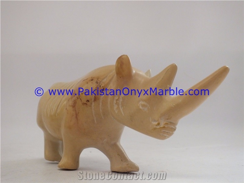 Marble Animals Rhino Rhinoceros Statue Sculpture