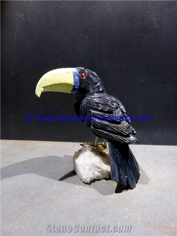 Marble Birds Parrots Statue Sculpture Figurine