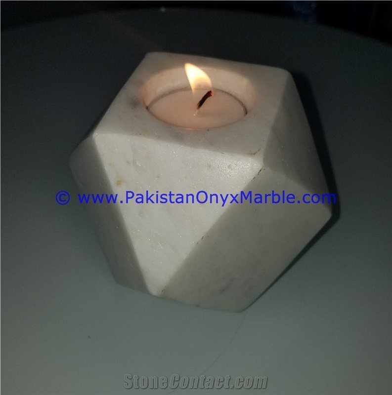 Marble Candle Holders Diamond Geometric Shaped