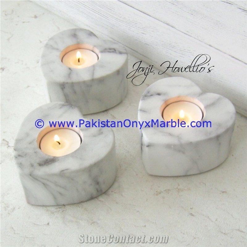 Marble Candle Holders Heart Shaped Stands