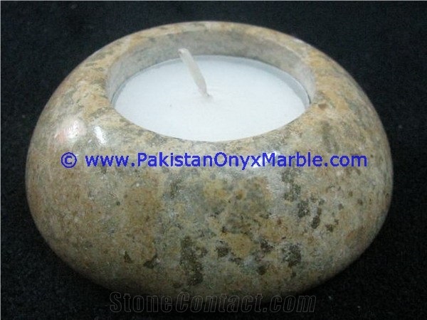 Marble Candle Holders Round Disk Shaped Stands