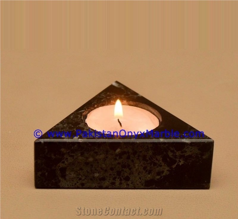 Marble Candle Holders Triangle Geometric Shaped