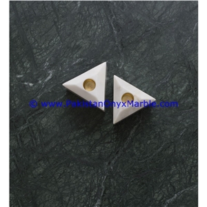 Marble Candle Holders Triangle Geometric Shaped