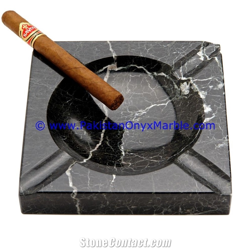 Marble Cigar Ashtrays Jet Black Marble