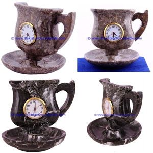 Marble Clocks Cup Shape Handcarved Natural Stone